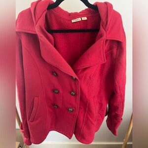 Cato Women's Sweatshirt Material Red Pea Coat Size XL Perfect for the Holidays